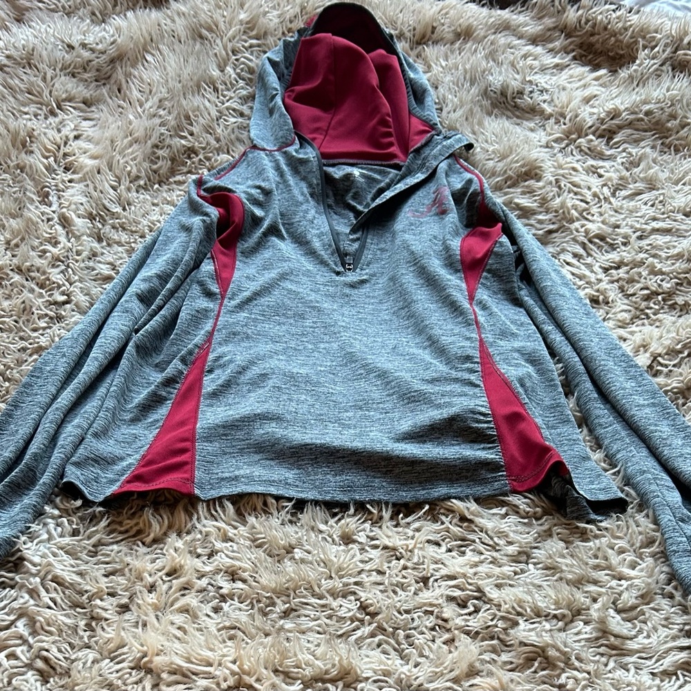 University of Alabama Gray and Crimson Hooded Pullover with Logos